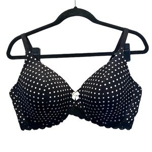New Adore Me Black Polka Dot Underwire Bra Size 42D NWOT
